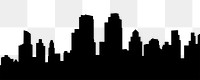 Cityscape silhouette png border, transparent background