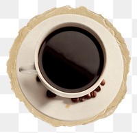 Black coffee png sticker, food & drink ripped paper, transparent background