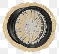 Wheel png sticker, object ripped paper, transparent background