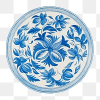 Png flower plate sticker, aesthetic vintage illustration, transparent background