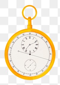 Png split second chronograph watch sticker, vintage illustration, transparent background