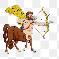 Png Sidney Hall’s Sagittarius sticker, vintage illustration, transparent background