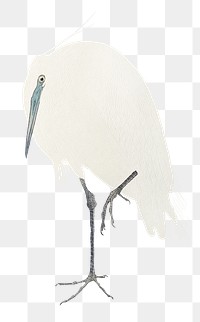 Png Ohara Koson's egret sticker, bird vintage illustration, transparent background