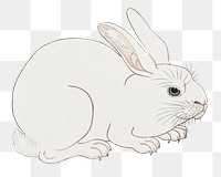 Png rabbit sticker, Ohara Koson's vintage illustration, transparent background