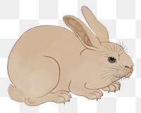 Rabbit png sticker, Ohara Koson's vintage illustration, transparent background