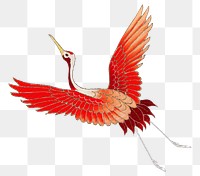 Png flying cranes sticker, Japanese vintage illustration, transparent background