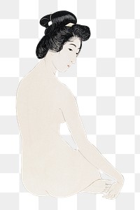 Png Hashiguchi's Woman After a Bath sticker, vintage illustration, transparent background