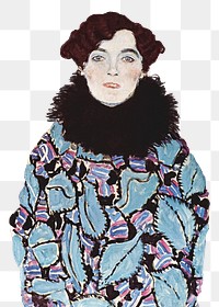 Png Gustav Klimt's Portrait of Johanna Staude sticker, vintage illustration, transparent background