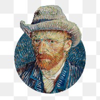 Png Vincent van Gogh's self-portrait badge sticker, famous painting, transparent background. Remixed by rawpixel