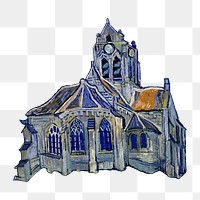 The church png sticker, Van Gogh-inspired artwork, transparent background, remixed by rawpixel