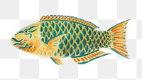 Fish png sticker, William Saville-Kent's vintage illustration, transparent background