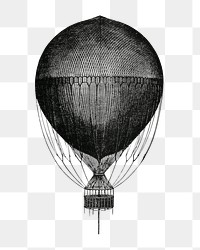 Png hot air balloon sticker, hand drawn illustration, transparent background