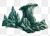 Png landscape sticker, hand drawn illustration, transparent background