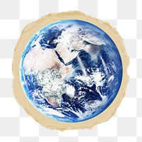 Globe surface png ripped paper sticker, environment graphic, transparent background