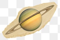  Saturn png sticker, ripped paper border collage element, transparent background