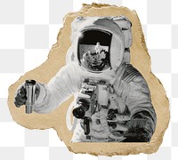 Astronaut png sticker, ripped paper, transparent background