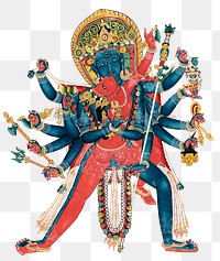 Chakrasamvara sticker png, vintage collage element, transparent background