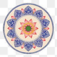 Flower pattern png sticker, vintage collage element, transparent background