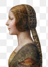 Png Da Vinci's La Bella Principessa sticker, vintage illustration, transparent background