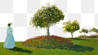 Png Monet's Woman in the Garden border sticker, transparent background remixed by rawpixel 