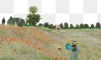 Png Monet's Poppy Field near Argenteuil border sticker, transparent background remixed by rawpixel 