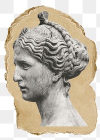 Greek Goddess png sculpture sticker, ripped paper on transparent background