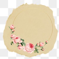 Rose frame png sticker, ripped paper on transparent background