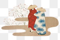 Japanese costume png sticker, vintage artwork, transparent background