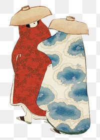 Japanese costume png sticker, vintage artwork, transparent background