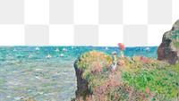 Png Monet's Cliff Walk at Pourville border sticker, transparent background remixed by rawpixel 