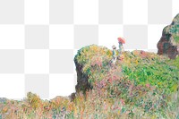 Png Monet's Cliff Walk at Pourville border sticker, transparent background remixed by rawpixel 