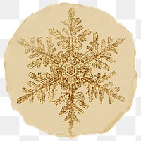 Gold snowflake png sticker, ripped paper on transparent background