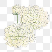 Anemone flower png sticker, Japanese ukiyo e art, transparent background