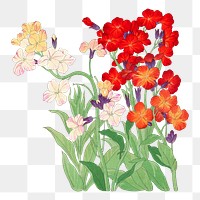 Wallflower png sticker, Japanese ukiyo e art, transparent background