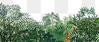 Png Rousseau's Tropical Forest with Monkeys border sticker, transparent background remixed by rawpixel 