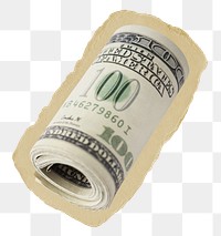 Dollar roll png sticker, money torn paper, transparent background