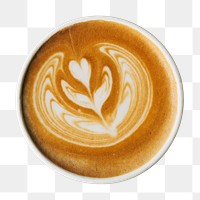 Latte art png sticker, coffee, beverage cut out, transparent background