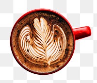 Latte art png sticker, coffee, beverage cut out, transparent background