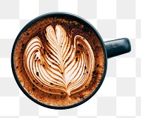 Latte art png sticker, coffee, beverage cut out, transparent background