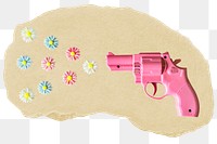 Toy gun png sticker, object torn paper, transparent background