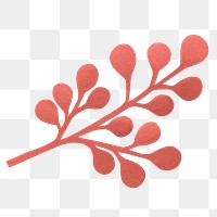 Red paper leaf png sticker, transparent background