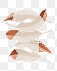 Feathers png sticker, paper texture, transparent background