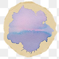 Pastel watercolor png stain sticker, ripped paper on transparent background