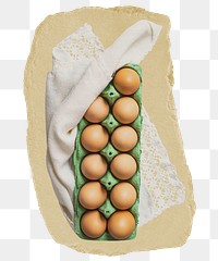 Egg carton png sticker, ripped paper, transparent background