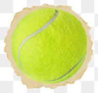 Tennis ball png sticker, sport object torn paper, transparent background