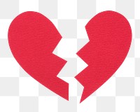 Broken heart png sticker, paper craft, transparent background