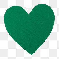 Green heart png sticker, paper craft, transparent background