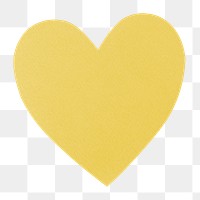 Yellow heart png sticker, paper craft, transparent background