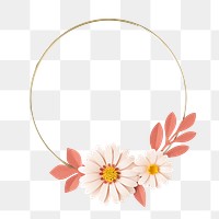 Flower gold frame png sticker, transparent background