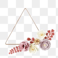 Flower gold frame png sticker, transparent background